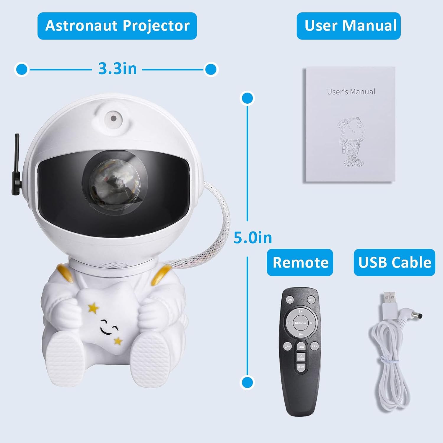 Astronaut Galaxy Projector, Star Projector Night Light with 360° Adjustable/Remote Control/Timer Compatible, LED Nebula Spaceman Light Projector for Kids Bedroom Home Theatre Gifts Room Decor, White-5