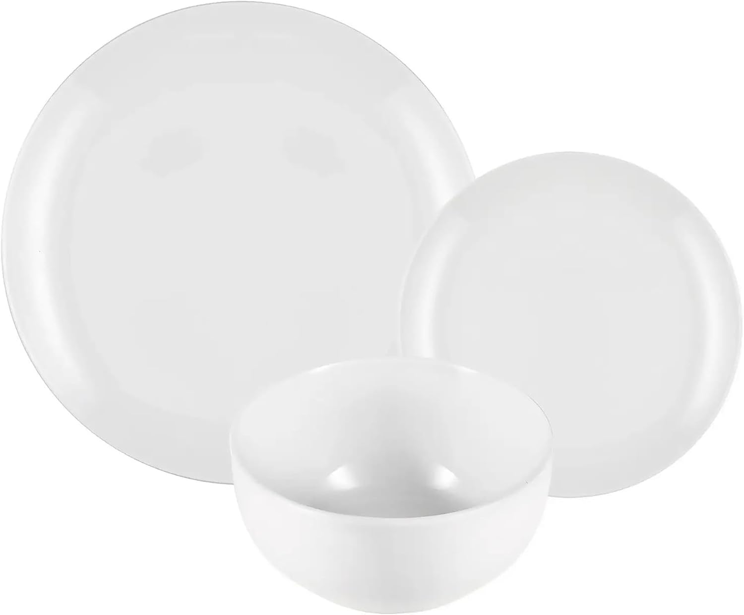 12PC Dinnerware Porcelain White Set: 4 Dinner Plates, 4 Side Plates & 4 Bowls. Dishwasher & Microwave Safe.-1