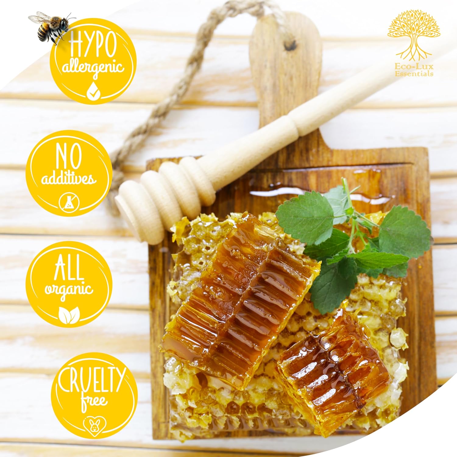 Eco Lux Yellow Beeswax Block 400g 100% Natural Organic Bees Wax Cosmetic Grade, Triple-Filtered Bee Wax for DIY Skin Care, Lip Balm, Lotion and Candle Making-2