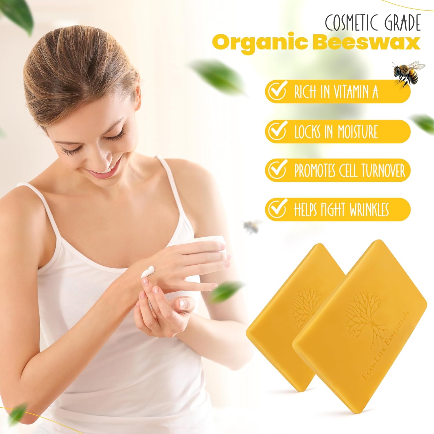 Eco Lux Yellow Beeswax Block 400g 100% Natural Organic Bees Wax Cosmetic Grade, Triple-Filtered Bee Wax for DIY Skin Care, Lip Balm, Lotion and Candle Making-4