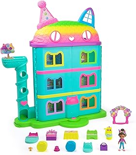 Gabby's Dollhouse 15-Piece Rainbow-Themed, Celebration Doll’s House, Toy Figures, Doll’s House Furniture and 6 Sound Effects, Kids’ Toys for Girls and Boys 3+