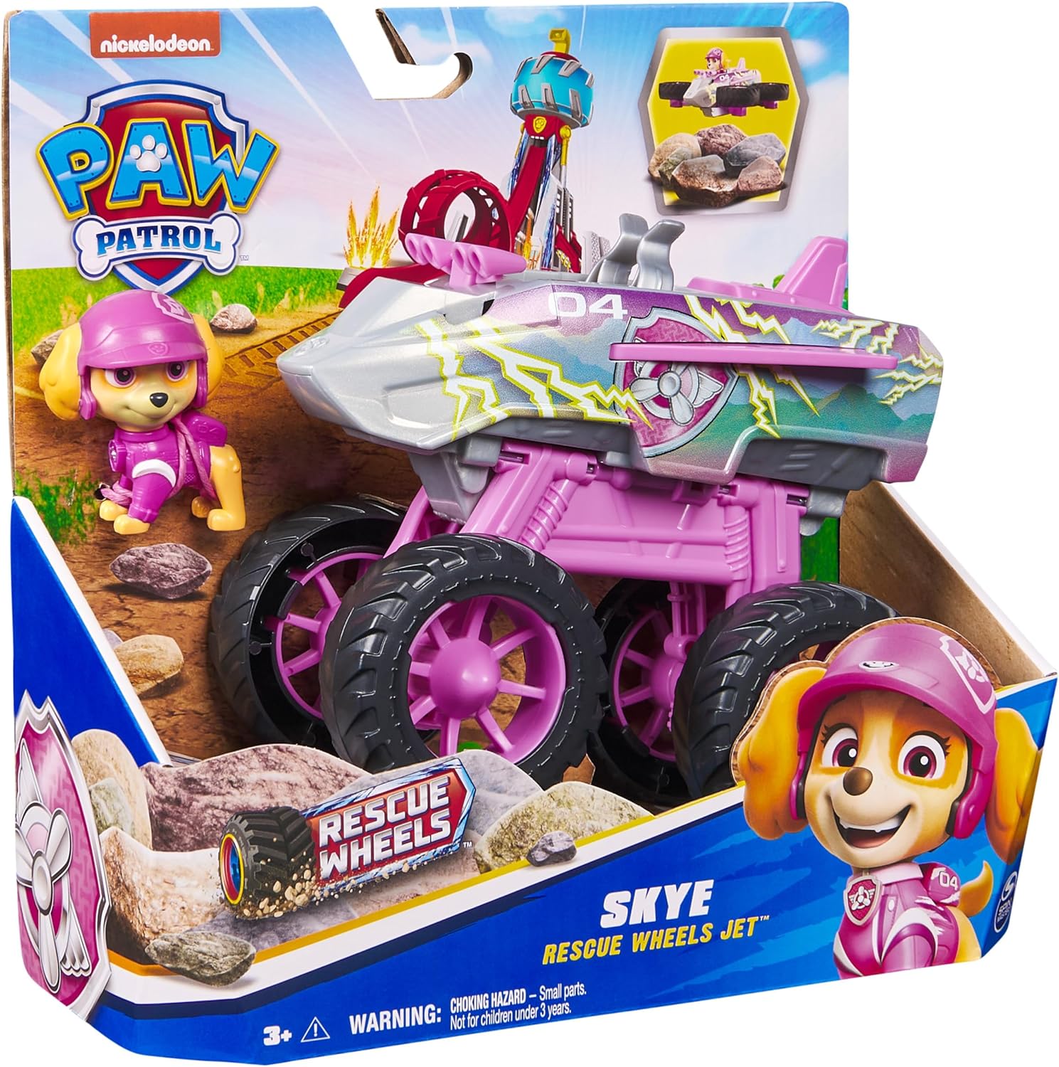 Paw Patrol: Rescue Wheels Skye’s Jet, Toy Truck with Transformation into Jet-Mode and Collectible Action Figure, Kids’ Toys for Boys & Girls Ages 3+-5