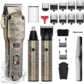 Hatteker Professional Hair Clipper Hair Trimmer Beard Trimmer Waterproof Hair Cutting Kit Barber Clipper Cordless Nose Trimmer Detail Trimmer