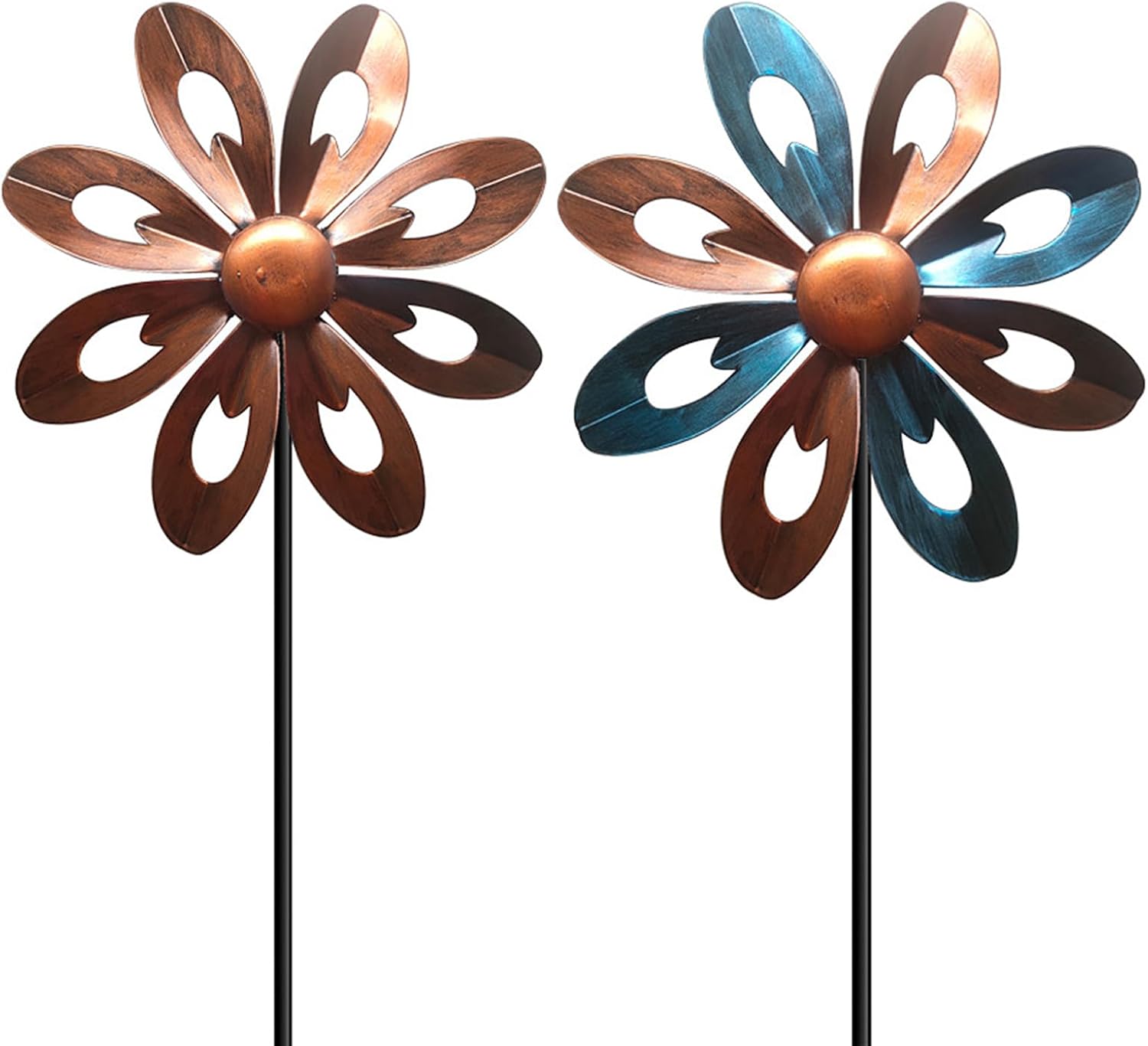 TITA-DONG Garden Wind Spinners, Outdoor Metal Stake Yard Spinners Garden Wind Catcher Wind Mills, Premium Kinetic Wind Sculpture Metal Windmill for Outdoor Yard Patio Lawn & Garden(Copper)-7