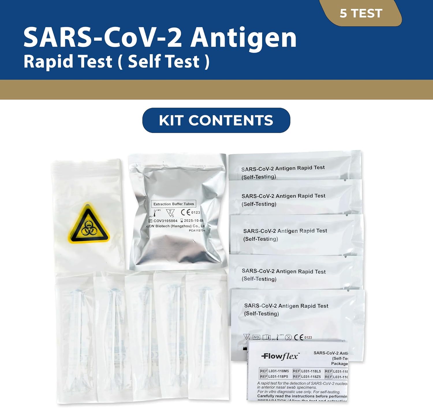 5 Pack Covid 19 Test Kit | Effortless Self-Testing Covid Lateral Flow Test Kit | Rapid Results Within 15 Minute | Detection of SARS-CoV-2 Antigen | Non-Invasive Nasal Swab-1