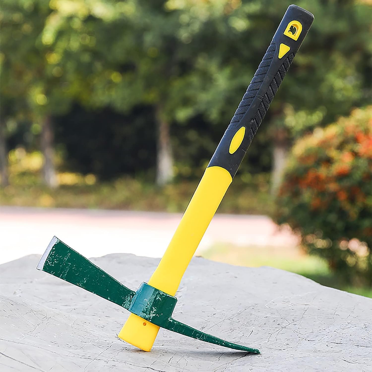 15 Inch Pick Mattock with Rubber Handle, 38x25cm Forged Weeding Mattock Pick Axe, Heavy Duty Garden Mattock Tool Adze Hoe for Loosening Soil, Camping, Gardening or Prospecting-4