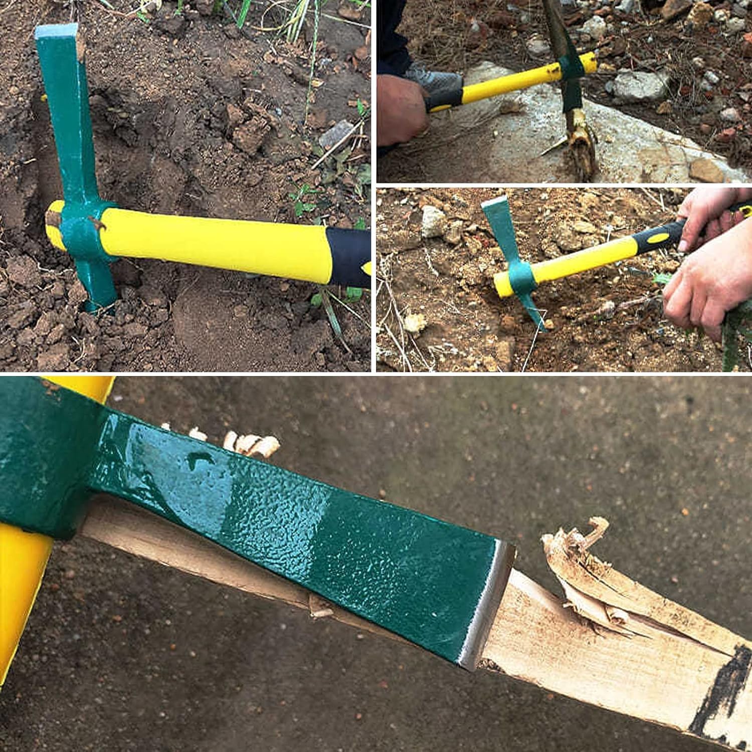 15 Inch Pick Mattock with Rubber Handle, 38x25cm Forged Weeding Mattock Pick Axe, Heavy Duty Garden Mattock Tool Adze Hoe for Loosening Soil, Camping, Gardening or Prospecting-6