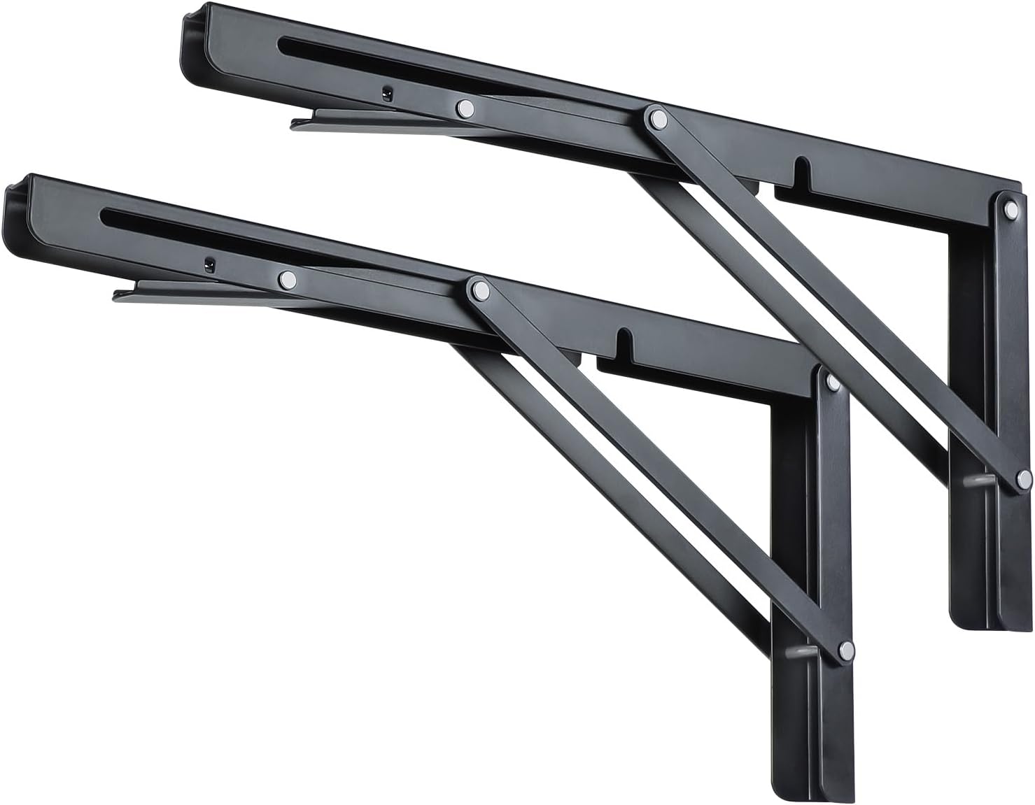 Toirxarn Heavy Duty Folding Shelf Brackets Black 24" Pack of 2 (Max Load 80kg) – Cold Rolled Steel Folding Hinge, Space-Saving Wall Mounted Shelf for Home, Garage, Kitchen, Outdoor, DIY Workbench-0