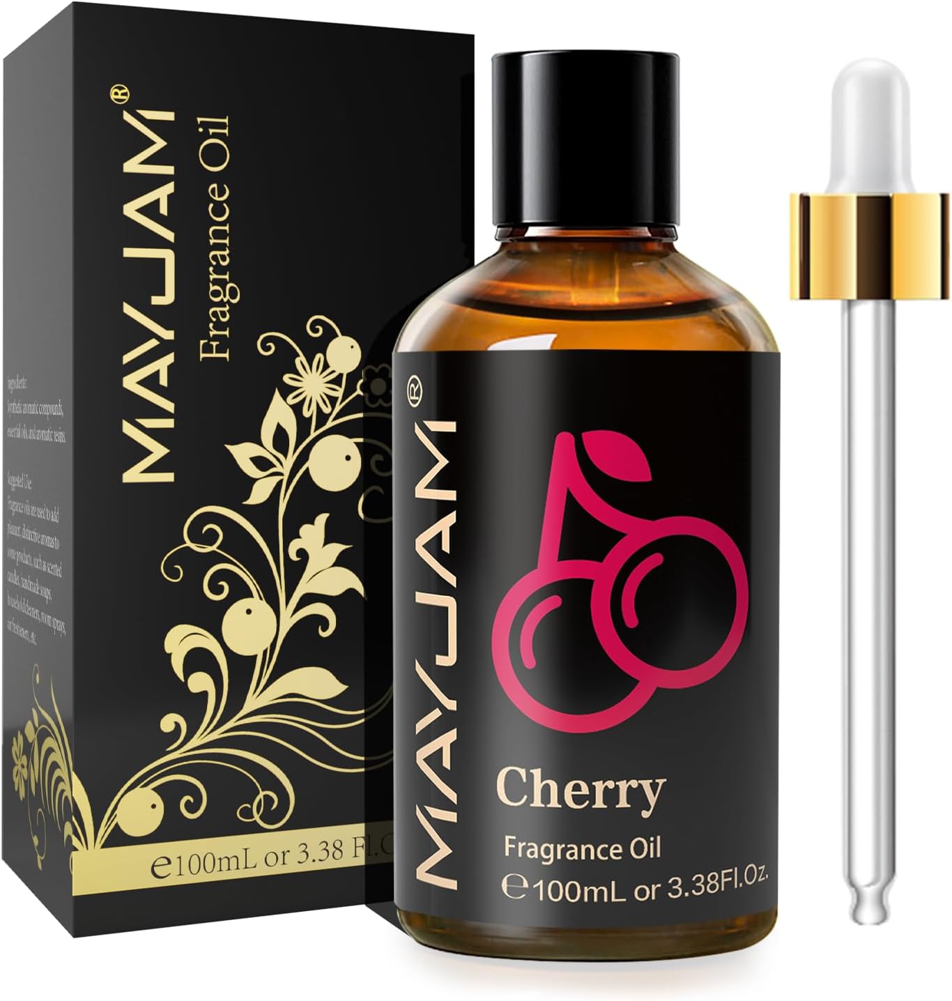 MAYJAM 100ML Cherry Fragrance Oils with Glass Dropper, Essential Oils for Diffusers for Home, Fragrance Oil Scent for DIY Candle & Soap Making-0