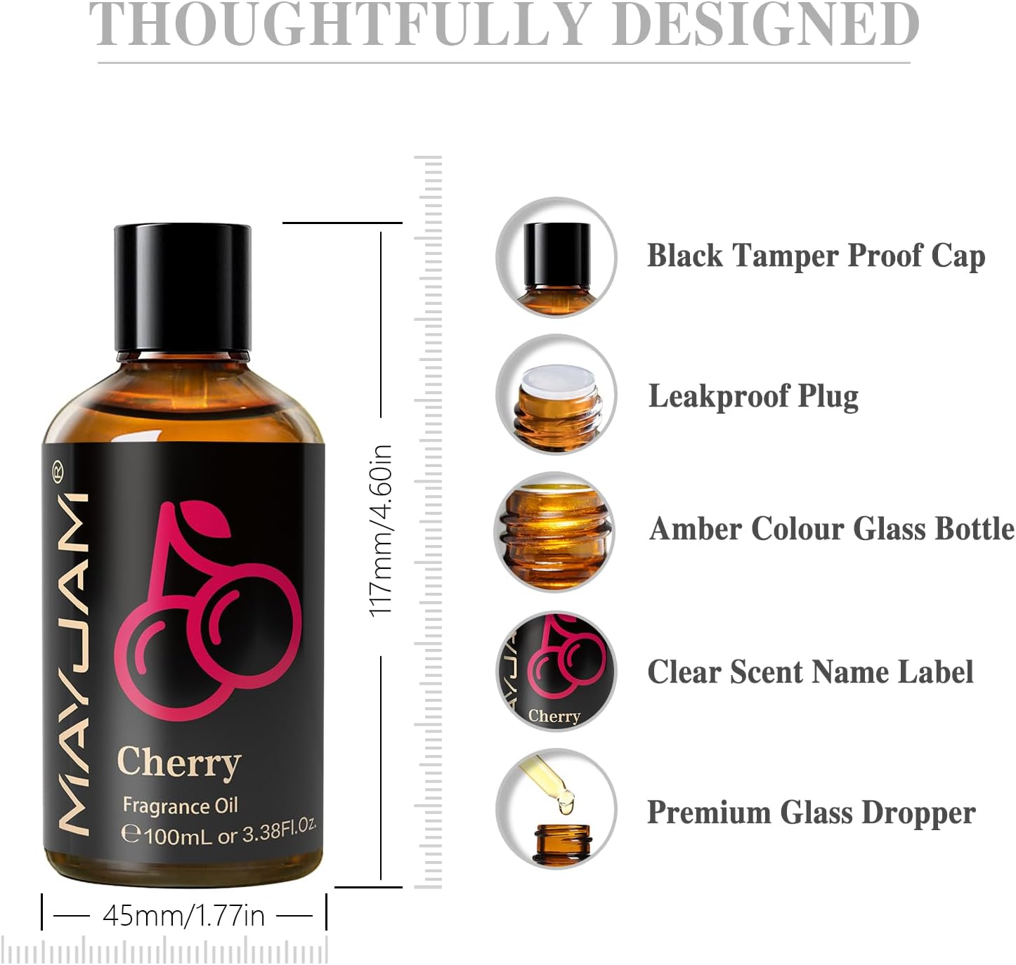 MAYJAM 100ML Cherry Fragrance Oils with Glass Dropper, Essential Oils for Diffusers for Home, Fragrance Oil Scent for DIY Candle & Soap Making-4