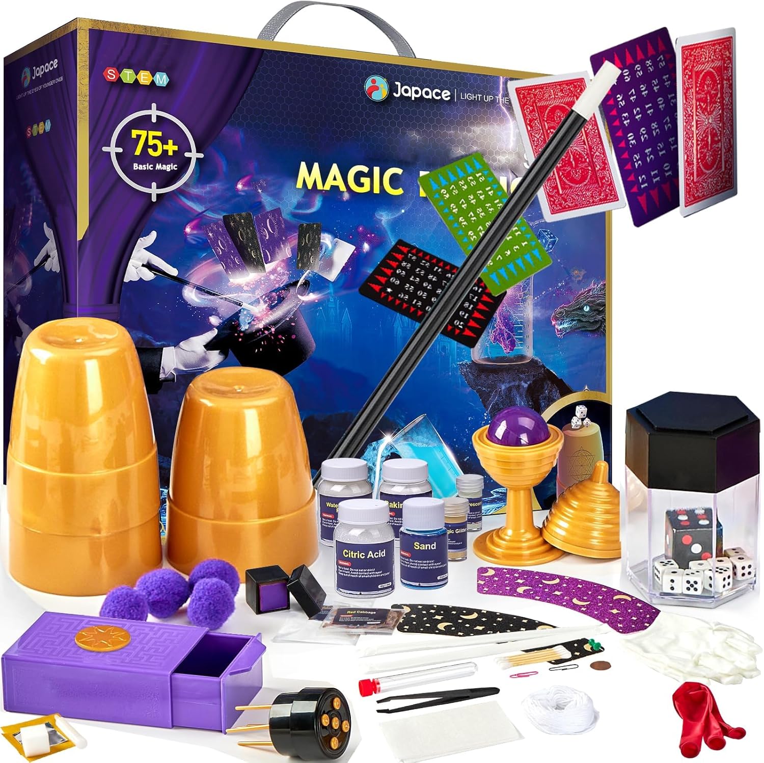 Japace 75+ Magic Kit & Science Kits for Kids, Magic Tricks & Science Experiments STEM Chemistry Sets, Christmas Birthday Gift Ideas for Kids, Educational Toys for Boys & Girls-0