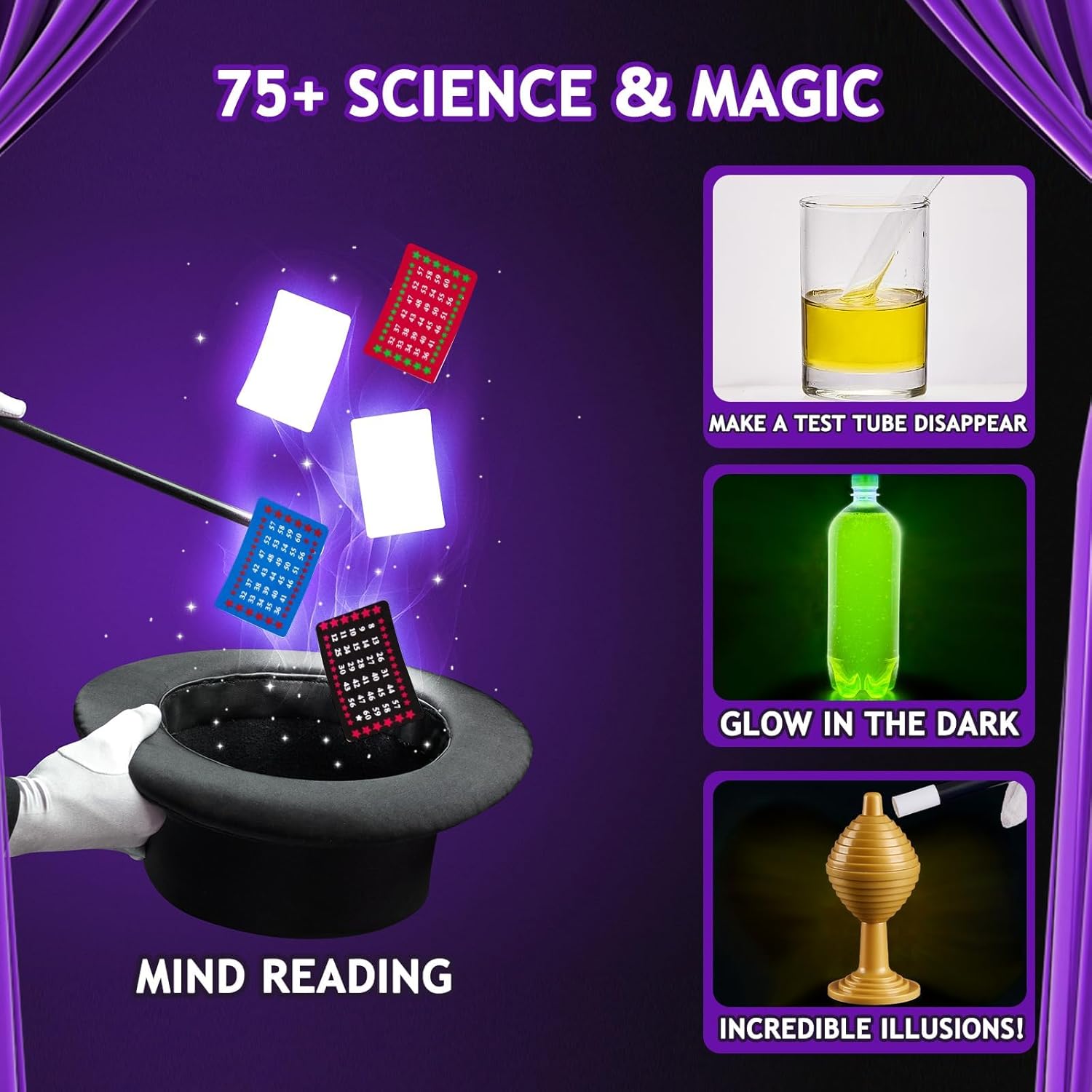 Japace 75+ Magic Kit & Science Kits for Kids, Magic Tricks & Science Experiments STEM Chemistry Sets, Christmas Birthday Gift Ideas for Kids, Educational Toys for Boys & Girls-3