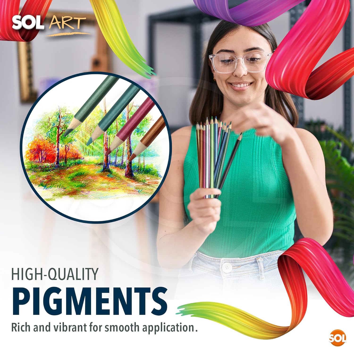 SOL 12pk Metallic Colouring Pencils, Assorted Premium Pencil Colours for Adults and Children, Ideal for Sketching, Colouring, & Crafting Acitivity, Blendable Pencils Colouring for Kids and Adults-4