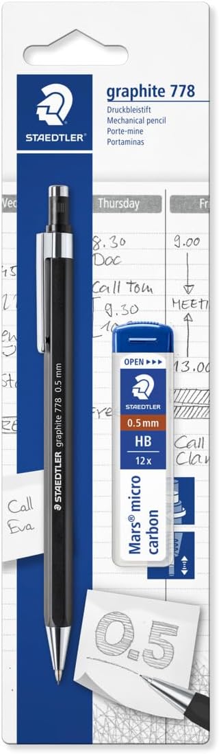 STAEDTLER 7785ABK25D Graphite 778 Mechanical Pencil - 0.7mm (Pack of 1 + Lead Refills)-0