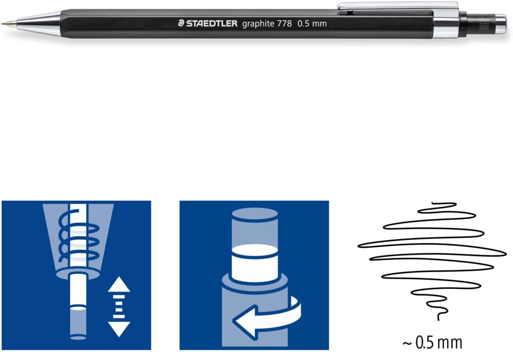 STAEDTLER 7785ABK25D Graphite 778 Mechanical Pencil - 0.7mm (Pack of 1 + Lead Refills)-7