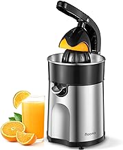 Electric Citrus Juicer, Easy Press Orange Juice Squeezer for Orange, Lemon, and Grapefruit, with Two Interchangeable Cones, Brushed Stainless Steel, Easy to Clean and Use