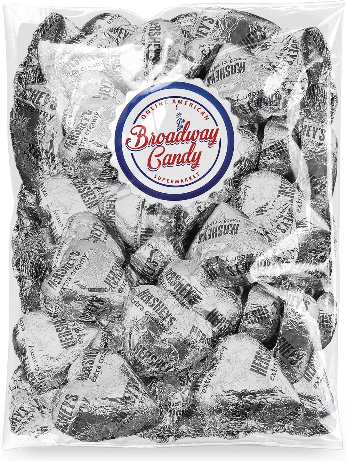 Hershey's Silver Hearts - Elegant Indulgence (1kg) - Sweeten Every Occasion with Delicious, Creamy Milk Chocolate Love by Broadway Candy-0