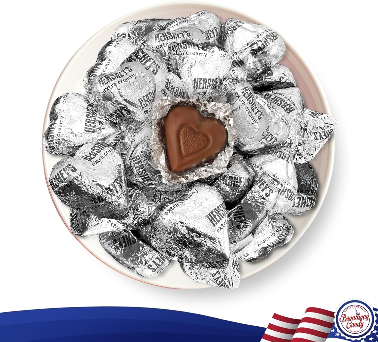 Hershey's Silver Hearts - Elegant Indulgence (1kg) - Sweeten Every Occasion with Delicious, Creamy Milk Chocolate Love by Broadway Candy-1