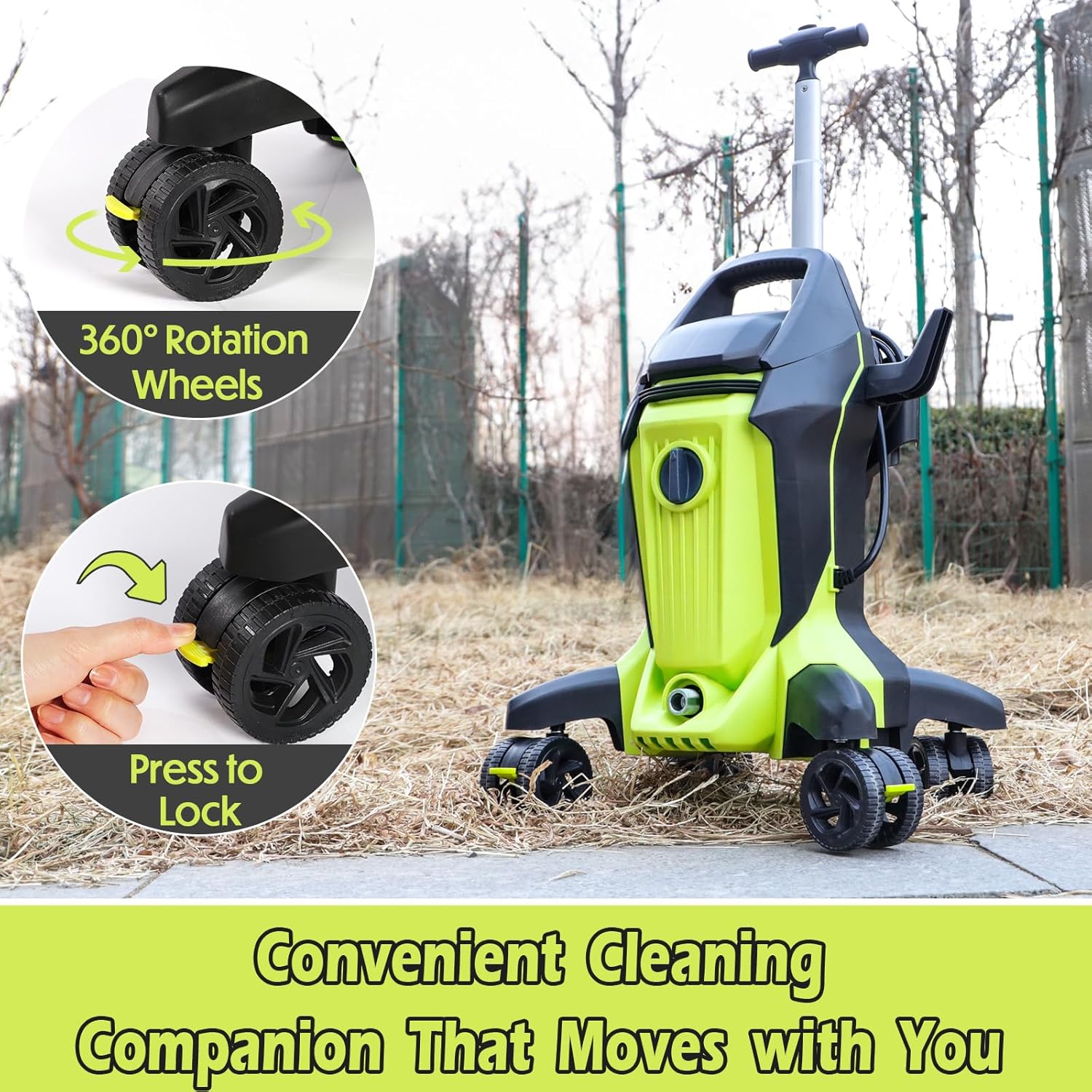 2000w Max.150Bar 7.0L/min Electric Pressure Washer,High Pressure Washer, Power Washer with Telescopic Handle &Anti-Tipping Technology& Foam Cannon for Cars/Fences/Driveways/Home/Patios-3