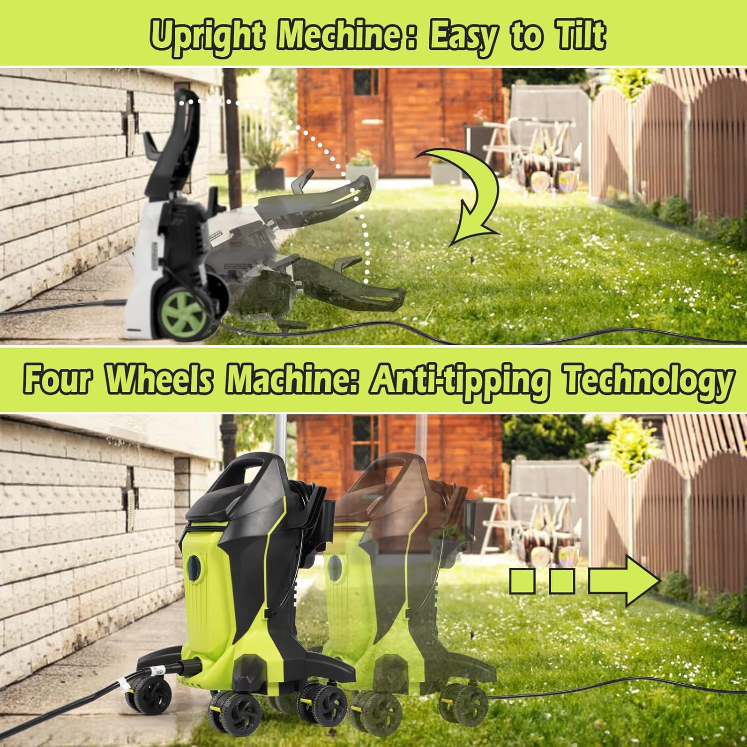 2000w Max.150Bar 7.0L/min Electric Pressure Washer,High Pressure Washer, Power Washer with Telescopic Handle &Anti-Tipping Technology& Foam Cannon for Cars/Fences/Driveways/Home/Patios-7