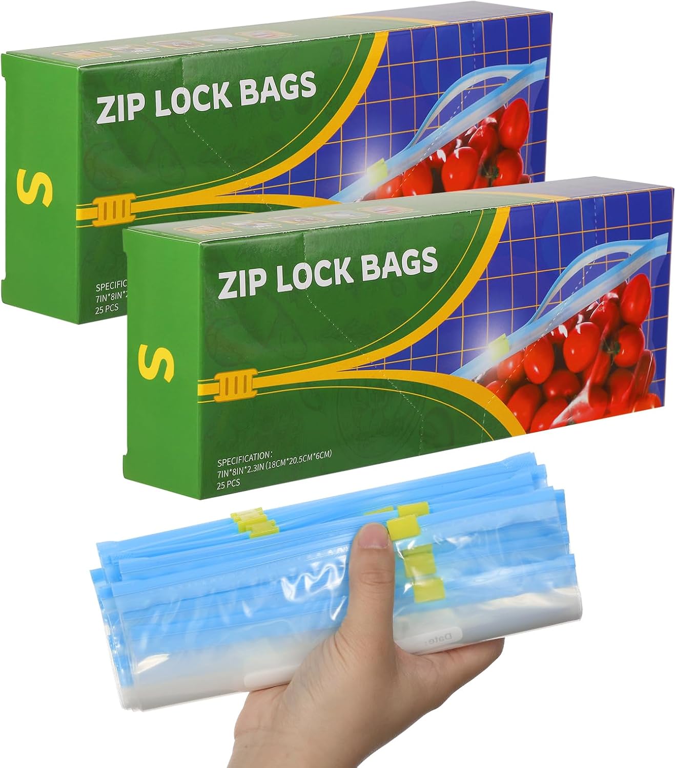 50 Pcs Food Storage Freezer Bags, Reusable Zip Lock Bags(1L) Sandwich Bags Food Bags with Expandable Bottom, Zip Seal Freezer Bags for Fruits, Vegetables, Meat, Grains,Snacks-0