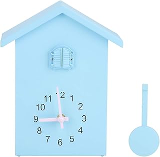 Ejoyous Cuckoo Clock Wall,Pendulum Wall Clock with Bird Tweeting Sound Blue Window Bird Wall Clock, Hanging Watch Decoration for Living Room Kitchen Office