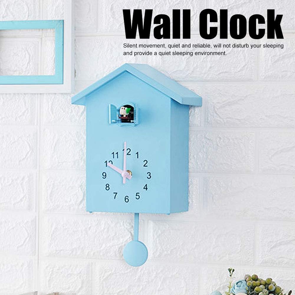 Ejoyous Cuckoo Clock Wall,Pendulum Wall Clock with Bird Tweeting Sound Blue Window Bird Wall Clock, Hanging Watch Decoration for Living Room Kitchen Office-1