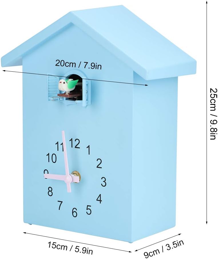 Ejoyous Cuckoo Clock Wall,Pendulum Wall Clock with Bird Tweeting Sound Blue Window Bird Wall Clock, Hanging Watch Decoration for Living Room Kitchen Office-7