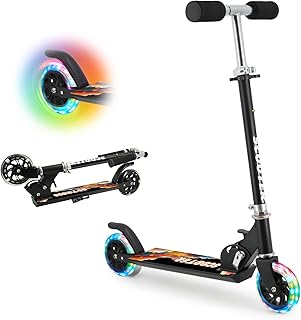 Hyiatyo LED Flashing Wheels Scooters for Kids Ages 4-7，Adjustable Height Foldable Kids Scooter - Ideal for Boys and Girls 5-8