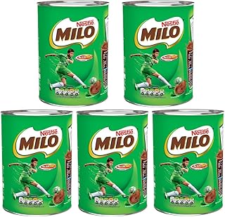 Nestle 5 x 400g Chocolate Flavour Milo Milk Drink With Welari Thank You Card Malted Vitamin Minerals Calcium Activ-go for Kids (2kg)