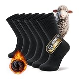 PULIOU Thermal Socks Merino Wool Socks for Men Women, Winter Thick Warm Socks Breathable Cushioned Crew Socks for Work Hiking Walking Running and Outdoor Sports, 3 Pairs