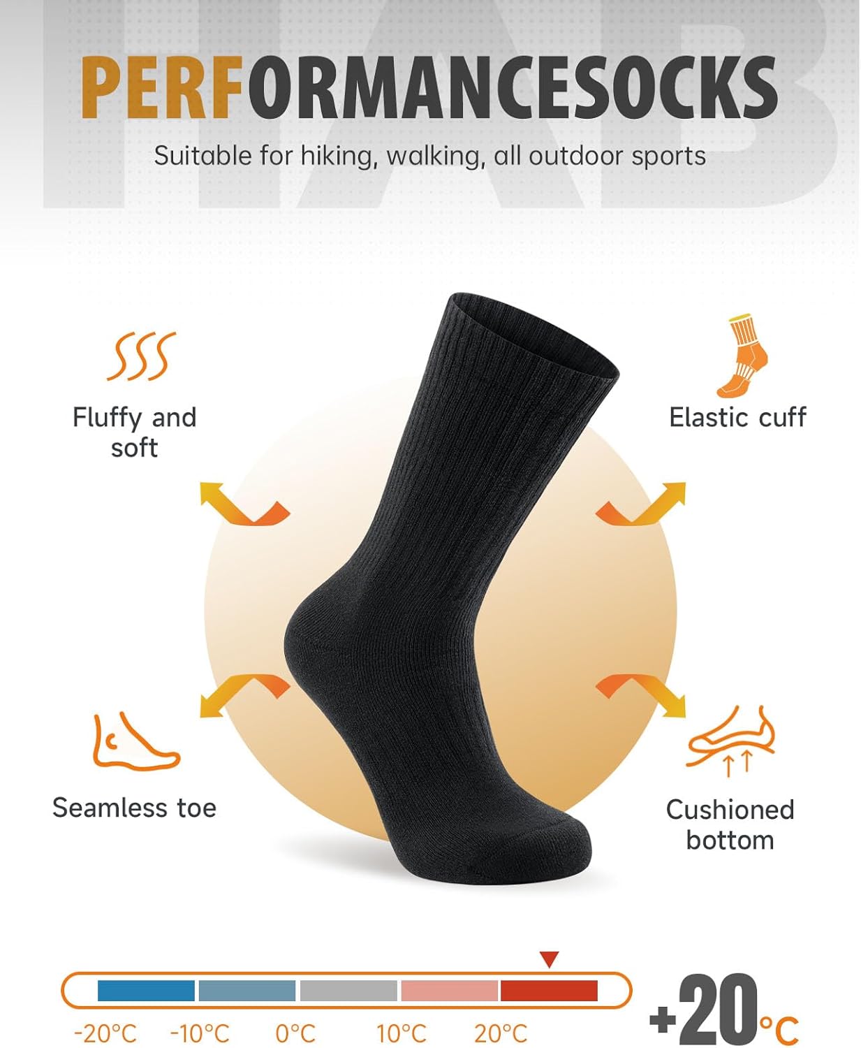 PULIOU Thermal Socks Merino Wool Socks for Men Women, Winter Thick Warm Socks Breathable Cushioned Crew Socks for Work Hiking Walking Running and Outdoor Sports, 3 Pairs-2