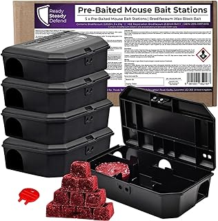 Pre Baited Mouse Boxes - 5 Pack for Effective Mouse Box Traps, Ideal Mouse Trap and Mouse Traps for Indoors Solution, Quick Setup and Ready to Use - Professional Mouse Bait For Indoors