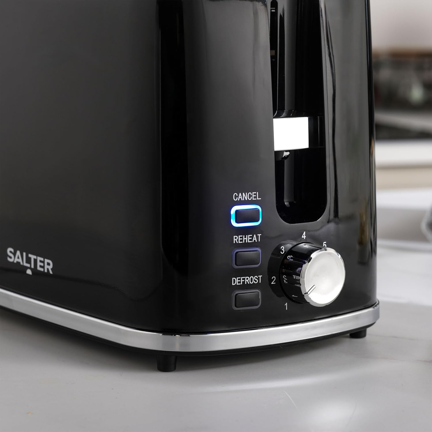 Salter COMBO-9133 Deco Kettle and Toaster Set – Rapid Boil 3 kW Kettle With Removable Limescale Filter, 2-Slice Wide Slot Electric Toaster, Crumb Tray, Self-Centring, Water Level Indicator, Black-7