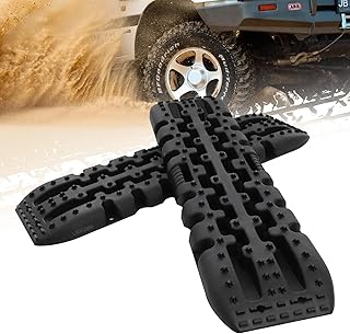 LIEKUMM Traction Aid Snow Offroad Rails, 2 Pieces Recovery Board Tracks Mats for Car Truck, 10T, Traction Aid Sand Sheets Offroad, Black