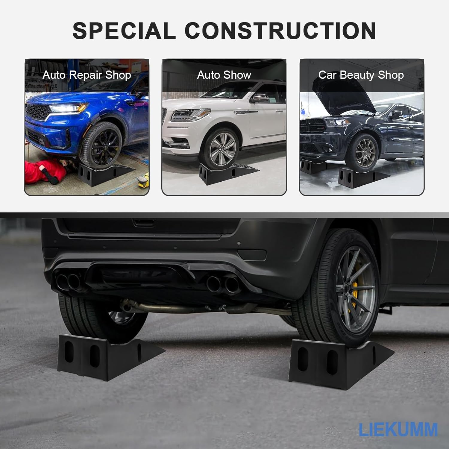 LIEKUMM Car Ramps, Heavy Duty Lifting Ramp for Car with 3 Tonnes Capacity, Wheel Ramps with Override Protection,17cm Rise Car Maintenance Ramps-5