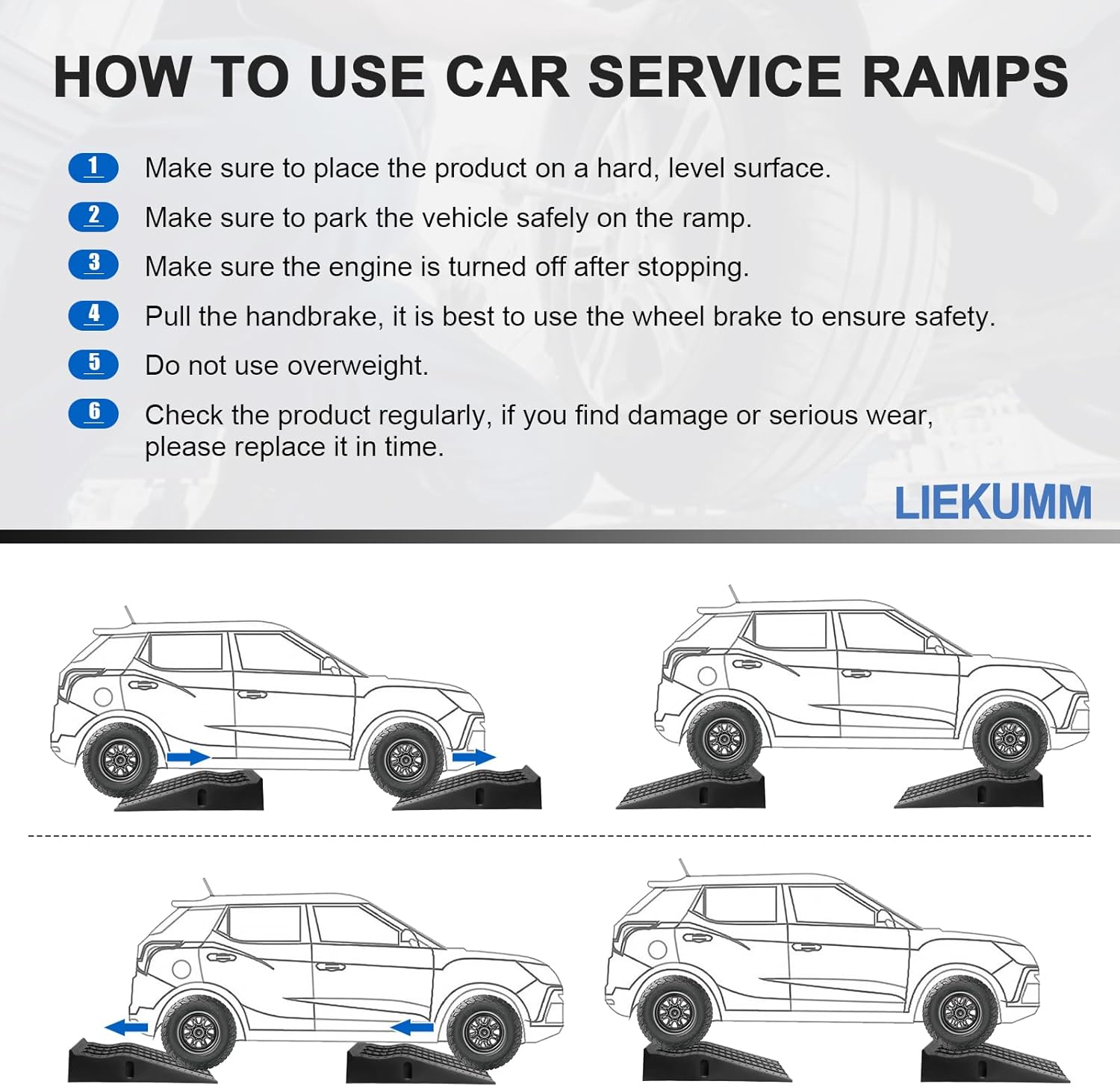 LIEKUMM Car Ramps, Heavy Duty Lifting Ramp for Car with 3 Tonnes Capacity, Wheel Ramps with Override Protection,17cm Rise Car Maintenance Ramps-6