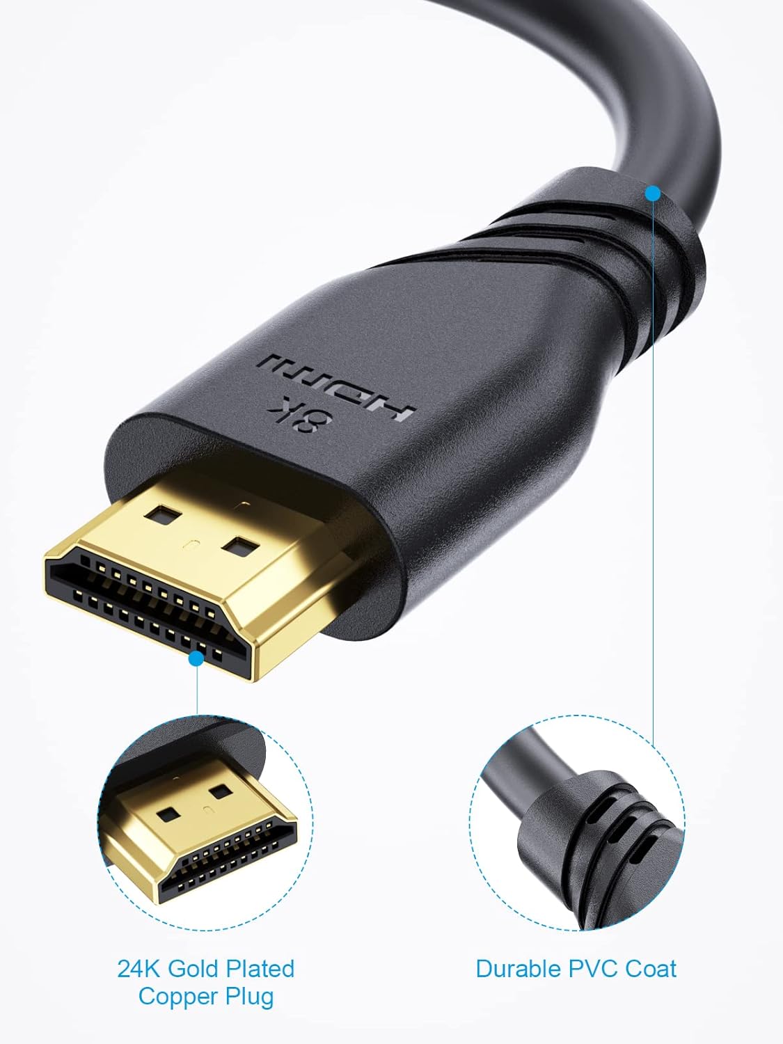 SOOMFON 8K 2M HDMI Cable 2.1 HDMI to HDMI 2.1 Cable, 8K 60Hz, 4K 120 Hz, 48Gbps High Speed HDMI Lead for TV Xbox One PS4 PS5 Monitor Blu-ray Soundbar DVD Laptop-4