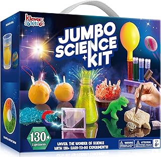 Klever Kits 130+ Kids Science Experiment Kits,STEM Toys Chemistry Set,Potion Making Kit Children,Crystal Making,Fossil Digging,Lemon Bulb, Gifts for Boys Toys Age 7,20+ Science Experiments for Kids