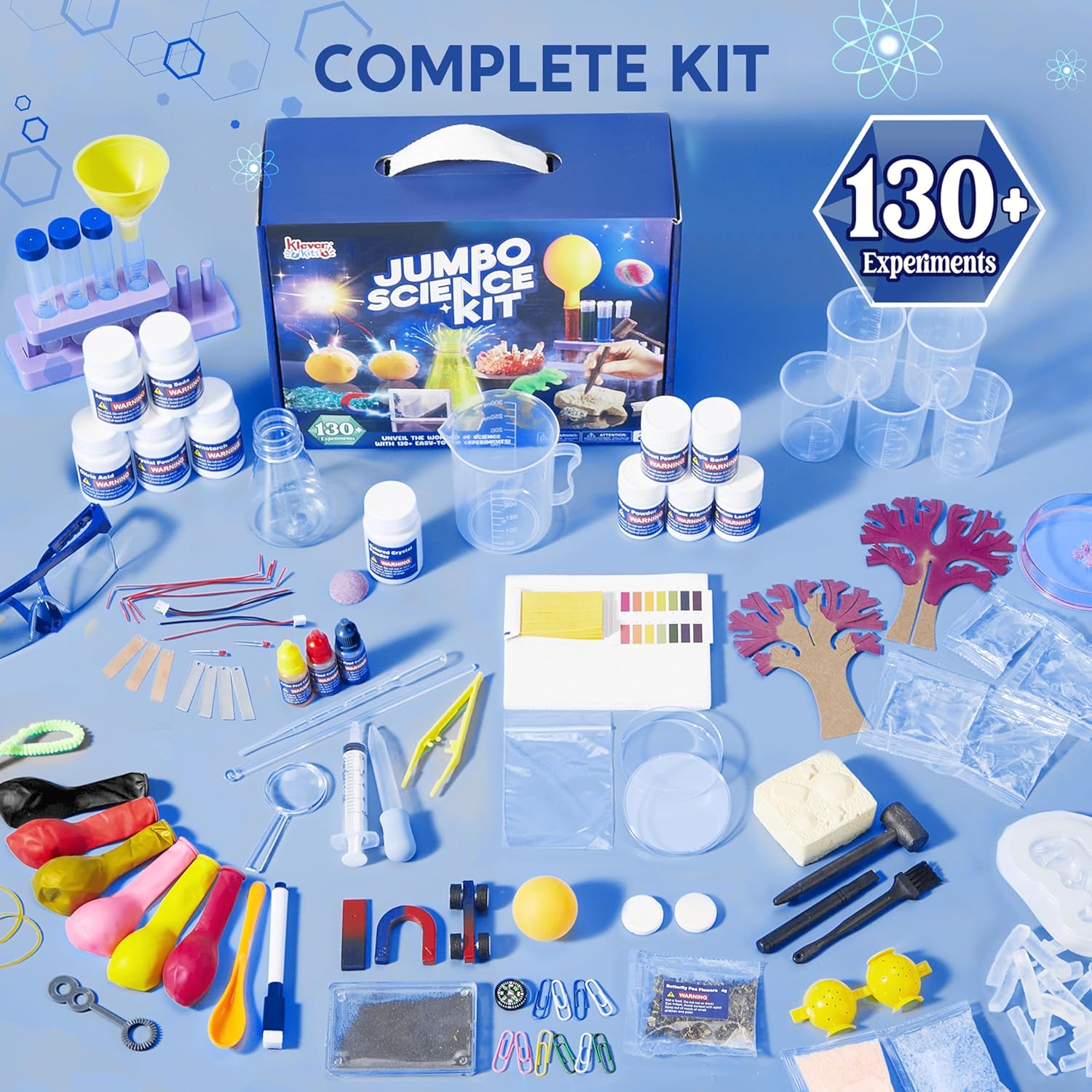 Klever Kits 130+ Kids Science Experiment Kits,STEM Toys Chemistry Set,Potion Making Kit Children,Crystal Making,Fossil Digging,Lemon Bulb, Gifts for Boys Toys Age 7,20+ Science Experiments for Kids-1