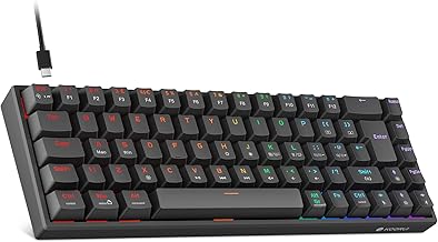 KOORUI 60% Mechanical Gaming Keyboard, Mixed Colors LED Backlit Ultra-Compact 69 Keys, Mini Wired Keyboard with Red Switch for Windows Laptop PC/Mac OS/Xbox-BLACK(Red Switch)