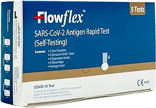 Flowflex Covid-19 Lateral Flow Test Kit for Self-Care | One-Step Test SARS-CoV-2 Antigen Test Kit for Rapid Self-Testing in 15 Minute Results | 5 Pack Test Kit