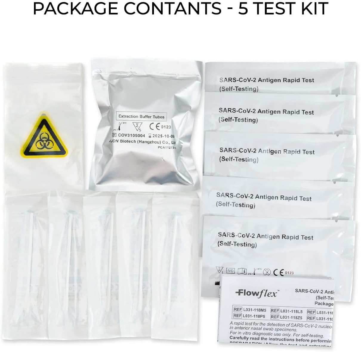 Flowflex Covid-19 Lateral Flow Test Kit for Self-Care | One-Step Test SARS-CoV-2 Antigen Test Kit for Rapid Self-Testing in 15 Minute Results | 5 Pack Test Kit-2