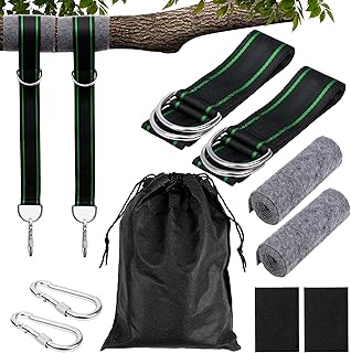 Belle Vous Hammock Tree Swing Straps - Heavy Duty Hammock Straps, Carabiners & Tree Protector Pads - Hammock Straps Hanging Kit - Holds 900kg/354lbs