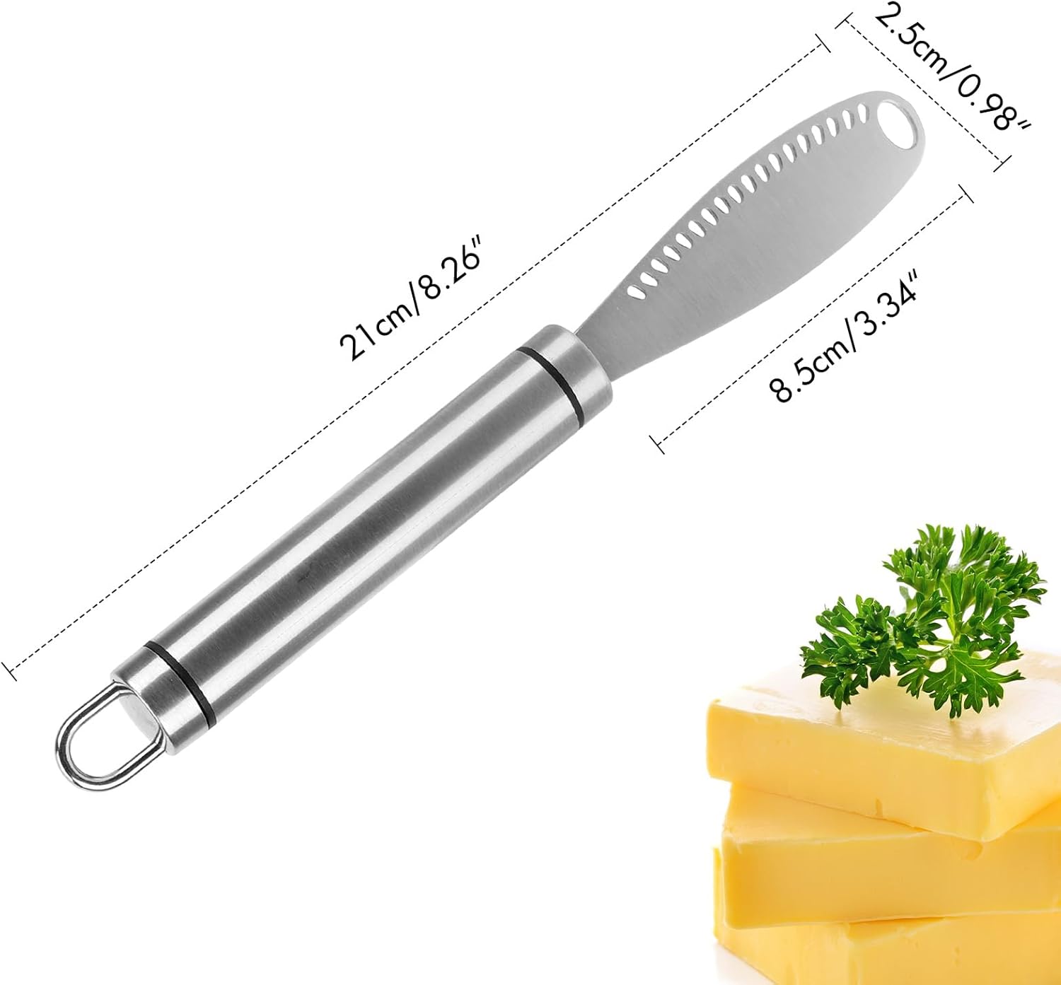 Butter Knife, 3 in 1 Stainless Steel Butter Knives Butter Spreader with Serrated Edges and Scraping Easy Spread for Cutting and Spreading Butter Cheese Peanut Butter Jam（stainless steel handle）-7