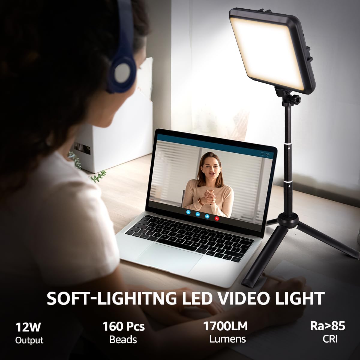 NiceVeedi Photography Lighting Kit, 2-Pack LED Desktop Video Light 2800K-6500K for Filming/Zoom/Game/Streaming/Video Conference/TikTok, 14 * 18cm Dimmable Studio Light with 40-60cm Portable Tripod-1