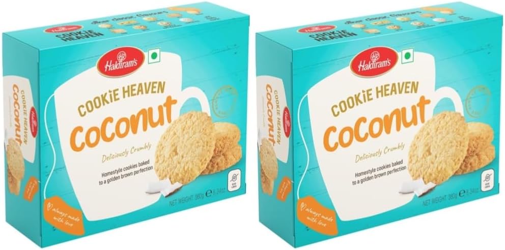 Haldiram's Cookie Heaven Coconut Cookies, 180g (Pack of 2) | Exquisite Coconut Flavor in Every Bite | Crispy Delights | Perfect Snacking-0