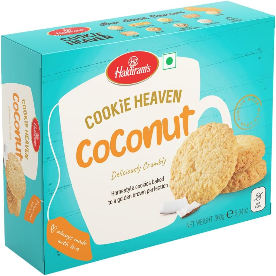 Haldiram's Cookie Heaven Coconut Cookies, 180g (Pack of 2) | Exquisite Coconut Flavor in Every Bite | Crispy Delights | Perfect Snacking-1