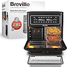 Breville Halo Flexi Air Fryer & Large Mesh Tray | Digital Dual Air Fryer Oven | 11L: Serves 10+ | Fry, Bake, Grill, Roast & Reheat | 2400 W | Save £65 a Year on Energy Bills* | Black [VDF138]