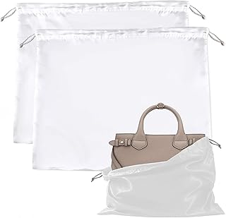 2 Pack Dust Bags for Handbags Silk Cloth Dust Cover Dustproof Drawstring Storage Pouch Soft Dustbag for Protecting Handbags Purses Shoes Boots Backpacks Travel Storage (40x50cm White)